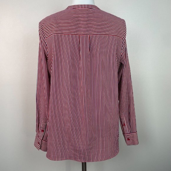 Cabi Top Medium Red Blue White Striped Franklin Popover Blouse Women's - Picture 5 of 14